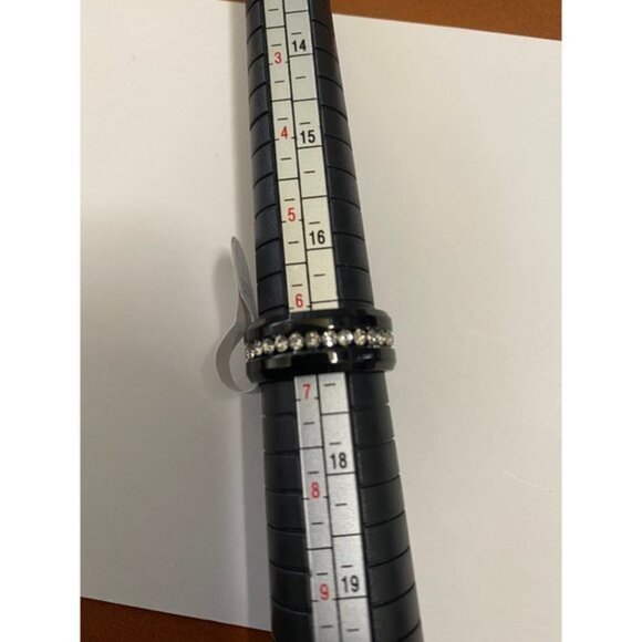 Stainless Steel Wedding Engagement Black Band Ring Size 7 Unisex - Picture 4 of 10